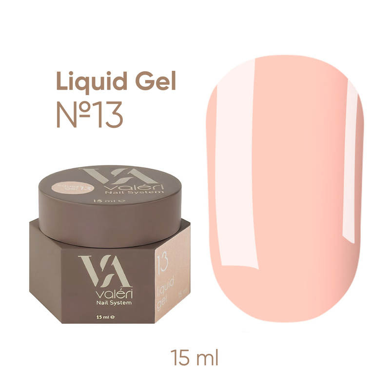 Ликвид гель для наращивания персиковый Valeri Liquid Gel №13, 15 мл