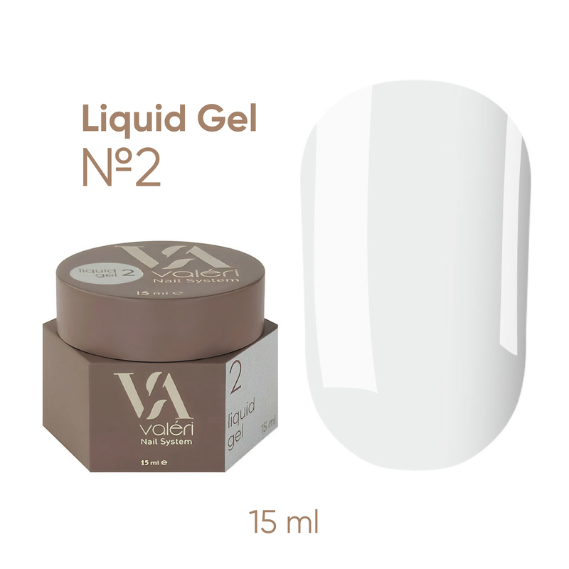 Ликвид гель для наращивания молочный Valeri Liquid Gel №02, 15 мл