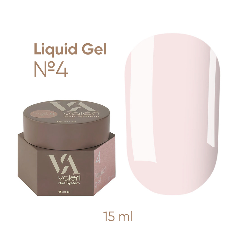 Ликвид гель для наращивания нежно розовый Valeri Liquid Gel №04, 15 мл