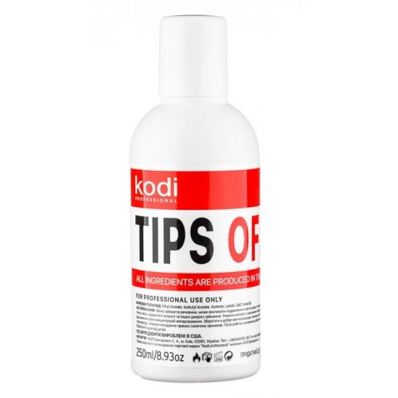 Tips Off Kodi Жидкость для снятия гель лака/акрила 250 мл.