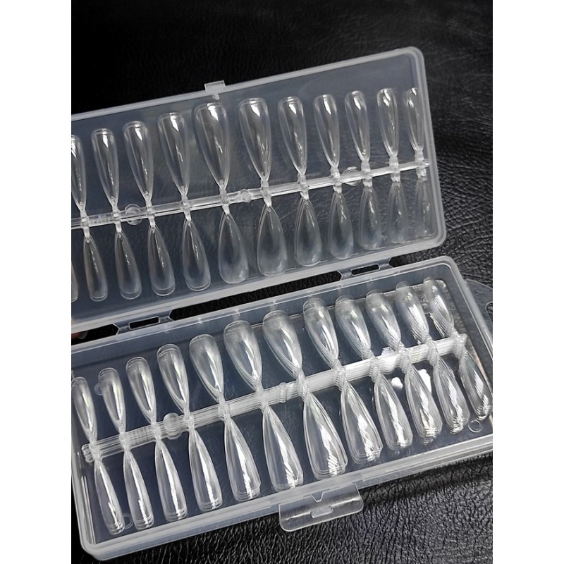 Гелевые типсы для наращивания ногтей Стилет мягкие прозрачные 240 штук