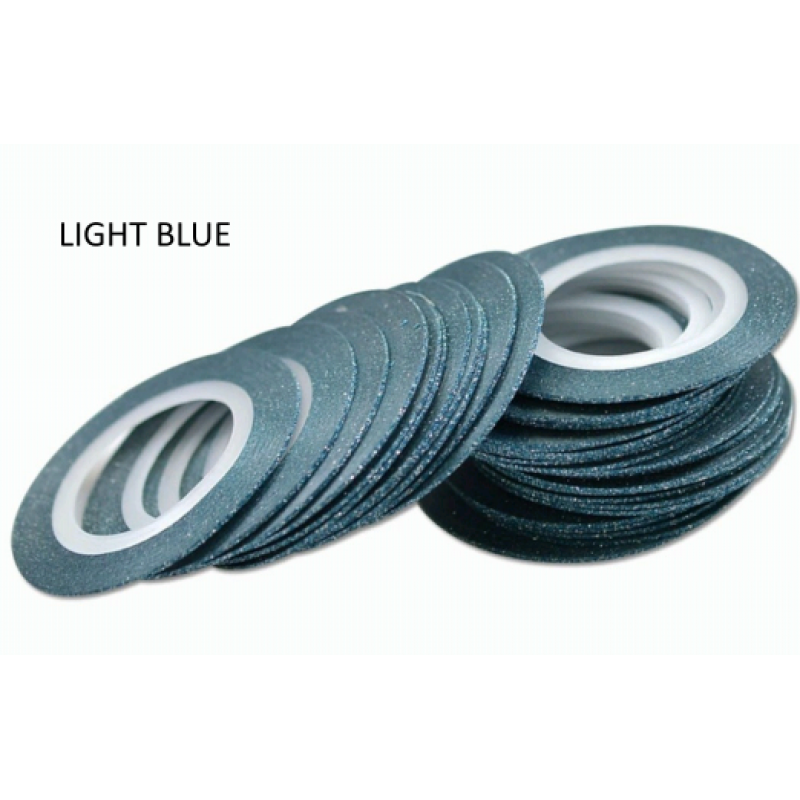 Лента бархатная для дизайна ногтей голубая LIGHTE BLUE, 1 мм