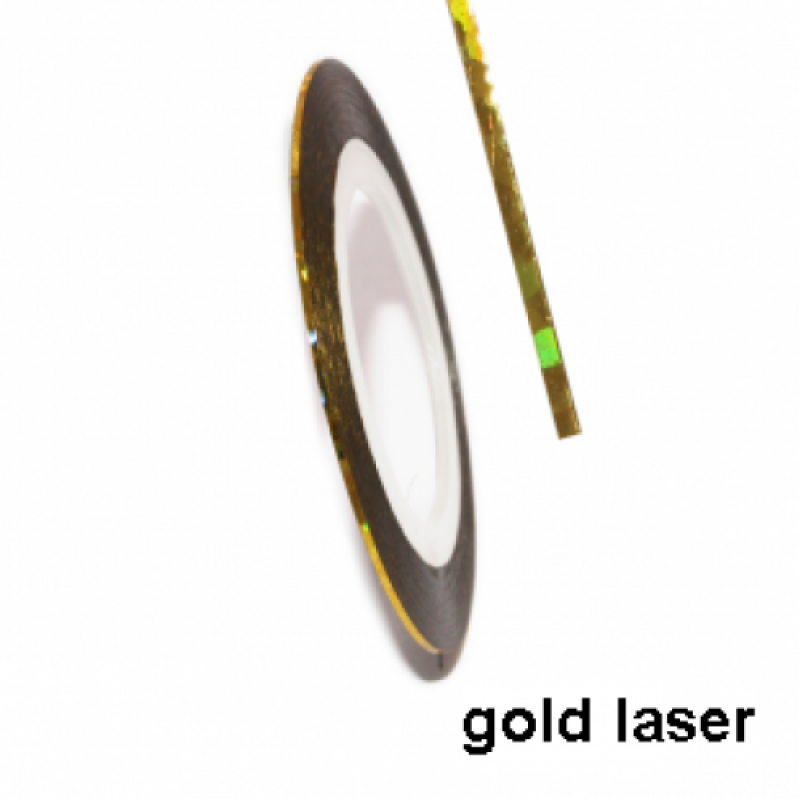 Липкая лента для ногтей золотая голографик Laser gold 1мм