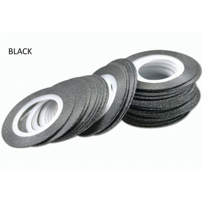 Лента бархатная для дизайна ногтей чёрная BLACK, 1 мм