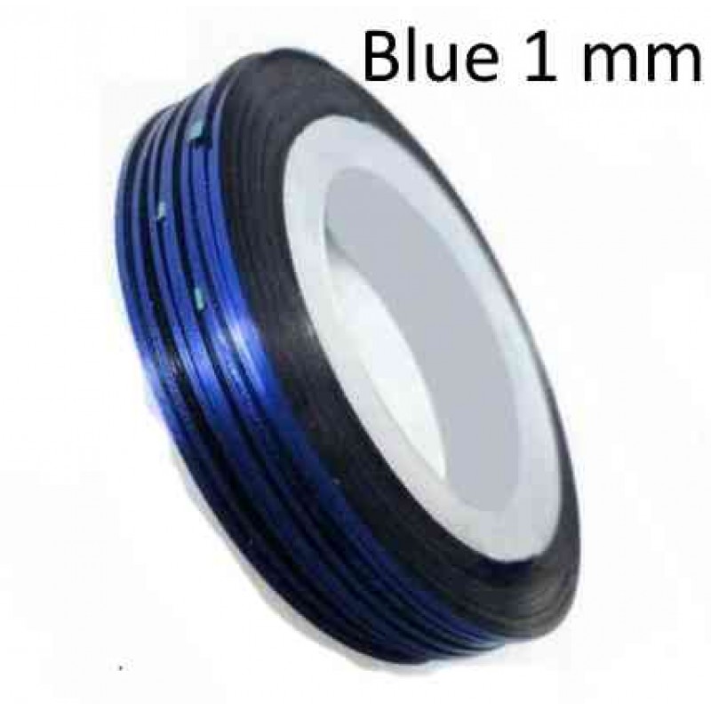Липкая лента для дизайна ногтей синяя Blue 1мм