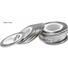 Липкая лента для дизайна ногтей серебро Silver 1мм
