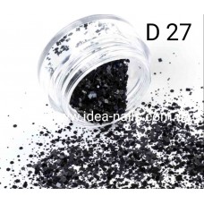 Микс для дизайна ногтей матовый чёрный, D27