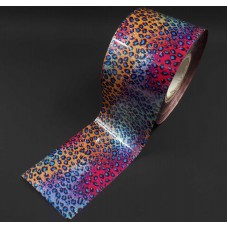 Фольга для дизайна ногтей Цветной леопард, 100см/4см, F45