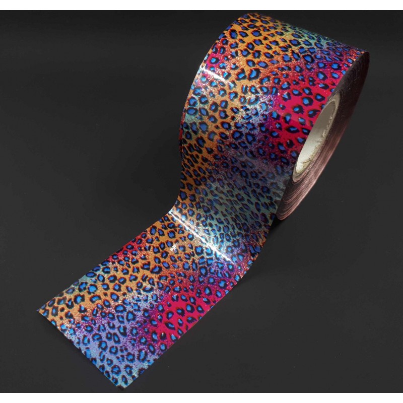 Фольга для дизайна ногтей Цветной леопард, 100см/4см, F45
