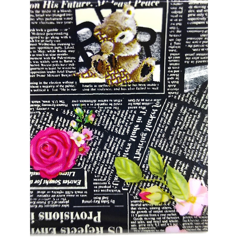 Фольга для ногтей Газета на черном фоне 0.5 м, F81